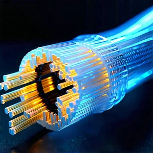Close-up Of Fiber Optic Cables With Blue Light