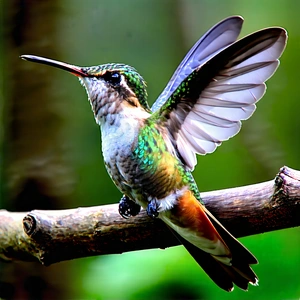 Nature Hdr Photography: Hummingbird In (forest:1.16) Environment With Colorful Hummingbird