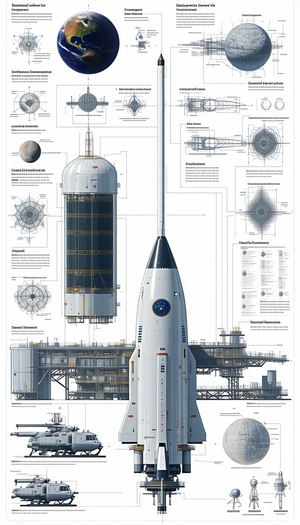 large white rocket ship shown