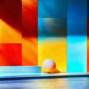 Abstract Impressionist Style: Minimalist Design With Color Block With White Ball