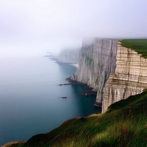 Nature Matte Painting: Coastal cliff during foggy morning