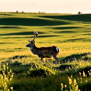 Nature Isometric Design: Deer In Prairie Grassland With Deer Standing