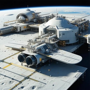 A Large White Spacecraft Is Parked On A Landing Pad