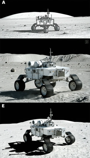 In The Image, There Are Two Pictures Of A Rover On The Moon