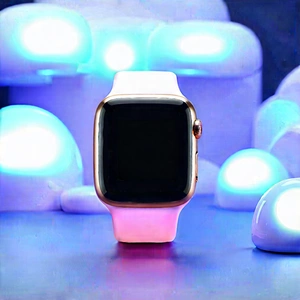 Smart Watch With Glowing Screen With Close-up Watch