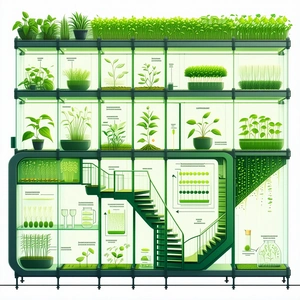 The Image Is A Large, Detailed Drawing Of A Greenhouse Filled With Various Plants