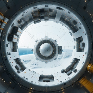 close-up spacecraft's interior