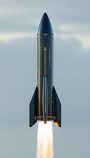 A Rocket Is Seen In The Sky, With Its Engine On