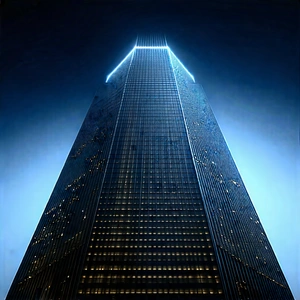 Urban Lithograph: Skyscraper with dramatic (lighting:1.46)