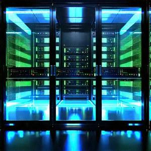Server Rack With Holographic Projection With Large Computer