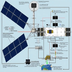 The Image Is A Diagram Showing The Various Components Of A Satellite