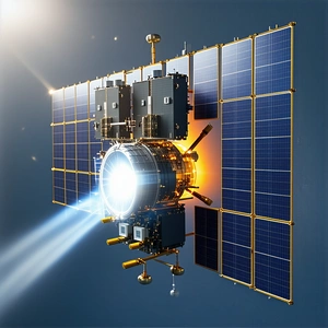 A Spacecraft With A Large, Bright Light Coming From It
