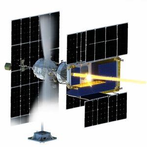 In The Image, There Is A Spacecraft With A Large Solar Panel On Its Side