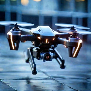 Drone With Digital Artwork With Small Drone