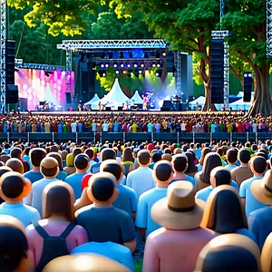 Urban Infographic Style: Urban outdoor concert scene
