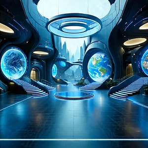 Tech Infographic Style: Futuristic Innovation Hub With Futuristic Setting,