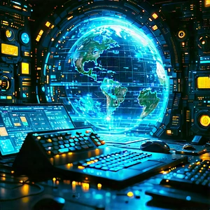 Financial Technology In Tech Office With Image, There