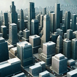 Urban Blender Artwork: Aerial view of (city:1.37) blocks