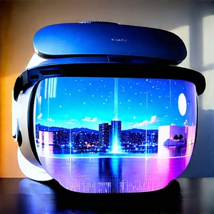 Vr Headset With Holographic Display With Futuristic-looking Headset