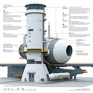A Large White Structure Is Shown In A Detailed Drawing