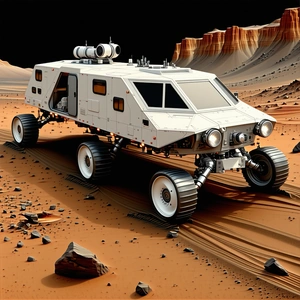 A White Vehicle, Possibly A Truck Or A Car, Driving On A Dirt Road