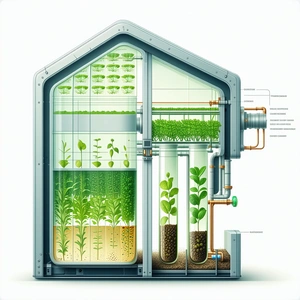 A Large, Futuristic Greenhouse With A Variety Of Plants Growing Inside
