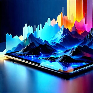 Tablet With Digital Artwork With Cell Phone
