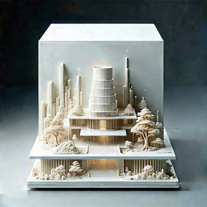 3d Printer With (digital:1.31) Particles With White Model