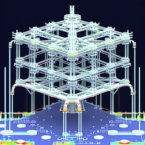 The Image Is A 3d Model Of A Large Building, Possibly A Space Station Or A Futuristic Structure