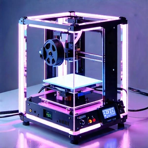 3d printer with neon accents