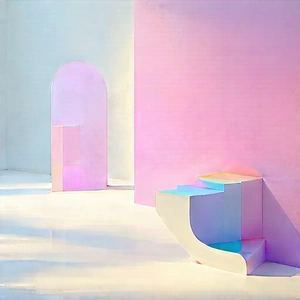 Abstract Pastel Drawing: Minimalist arrangement with negative space