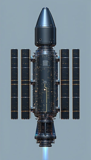 A Futuristic Spacecraft Is Shown In A Close-up View