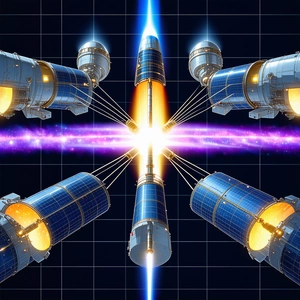 In The Image, There Is A Group Of Five Blue Cylinders Arranged In A Circle