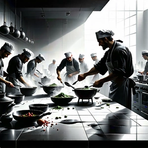 Lifestyle Etching: Cooking Class With Colleagues With Image, Group