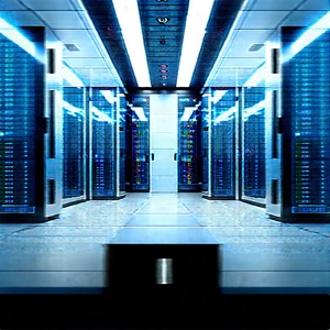 Futuristic Server Room With Black White