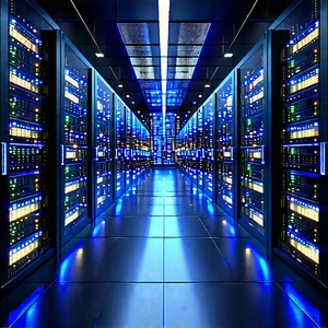 Server Rack With Data Streams With Large Room