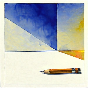Abstract Watercolor Painting: (minimalist:1.13) Study With Focal Point With Pencil Sitting