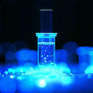 Entertainment Technology In Modern Laboratory With Blue Vial
