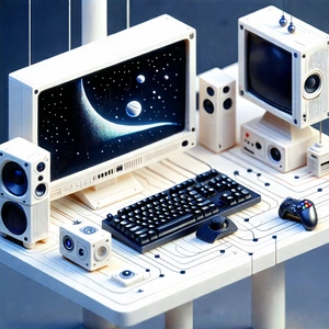 Tech Isometric Design: Entertainment technology in research center