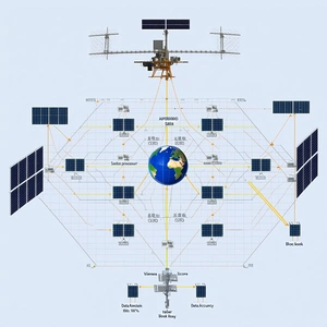The Image Is A Detailed Diagram Of A Satellite Network