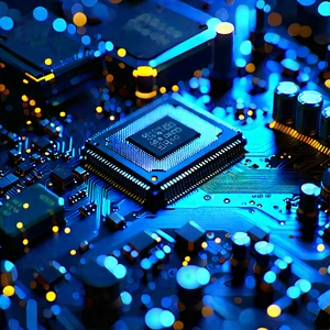 Close-up Of Electronic Circuit With Computer Chip