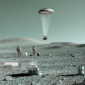 In The Image, There Are Three Astronauts Standing On The Surface Of A Rocky Planet