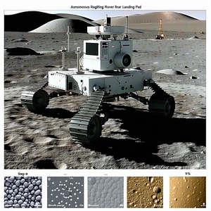 The Image Is A Collage Of Various Pictures Of A Rover On The Moon