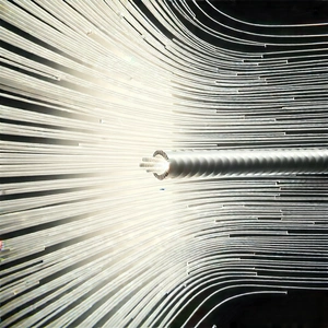 Close-up of fiber optic cables