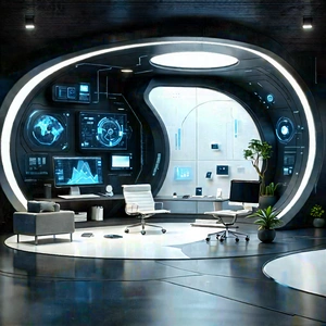 Futuristic Tech Startup Office With Futuristic Room