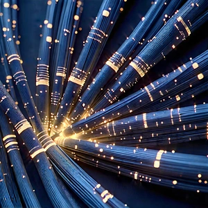 Close-up Of Fiber Optic Cables With Close-up Bunch