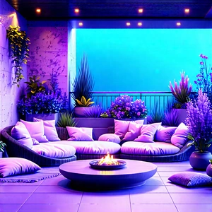Lifestyle Editorial Photography: Balcony Garden With Comfortable Textiles With Image, There