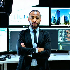 Business Professional Photography: Legal professional using multiple monitors