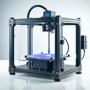 A 3d Printer Is Sitting On A White Table, Ready To Print