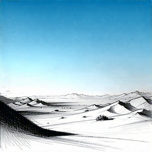 Nature Charcoal Drawing: Clear sky over desert